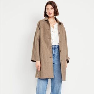 Relaxed Button Front Mac Tan Coat